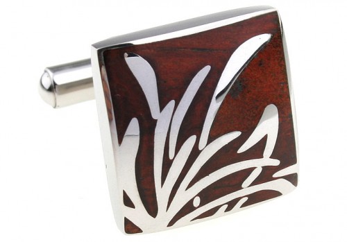 Wood and Stainless Steel Reed Cufflinks