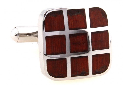 Wood and Stainless Steel Nine Square Cufflinks