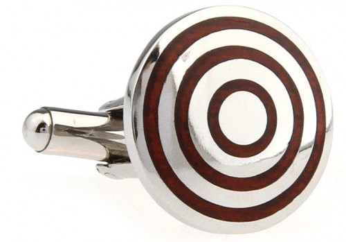 Wood and Stainless Steel Concentric Circle Cufflinks
