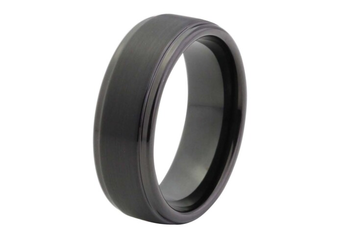 Lautner - Black Brushed Tungsten Ring with Stepped Edge 8mm