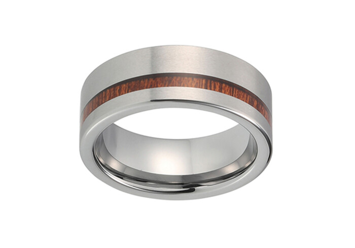 Cooper - Silver Tungsten Ring with Wood Inlay 8mm - Image 2